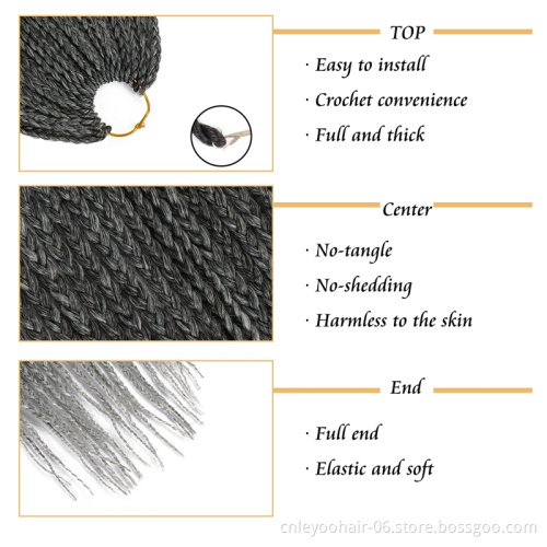 Factory Small Kanekalong Box Braid Crochet Hair (24Roots/Bundle) 12 Inch Crochet Box Braiding Hair Extension